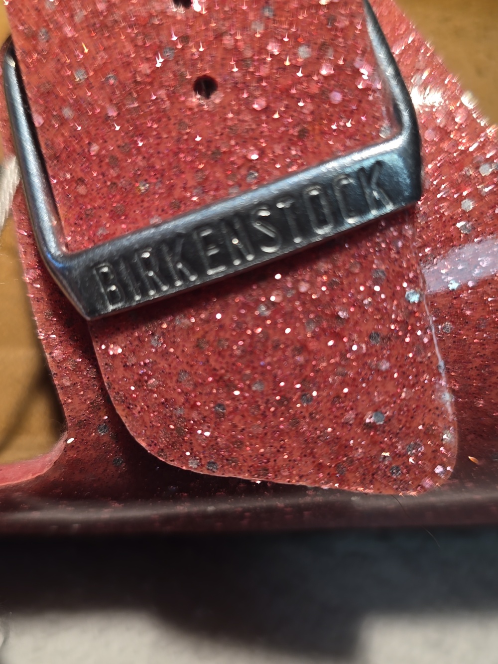 Birkenstock Sparkle Pink Two-Strap Arizona Sandals - Picture 5 of 5